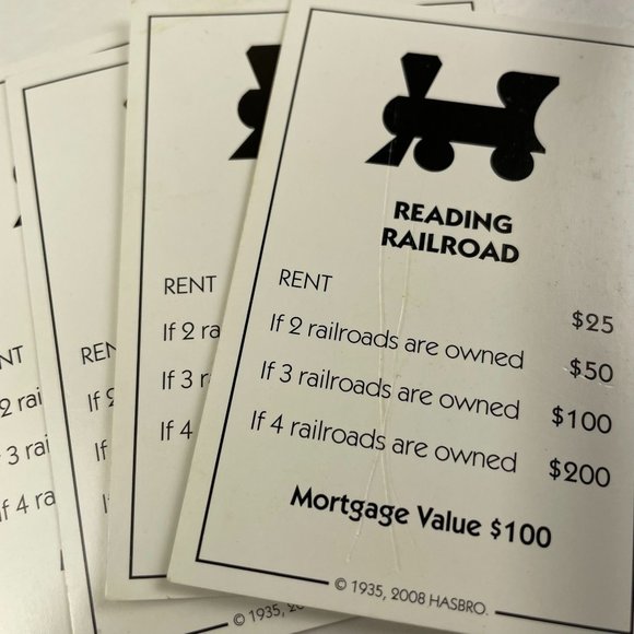 Monopoly Here Now Reading Railroad Property Title Deed Card Replacement 2008 u - Picture 4 of 4